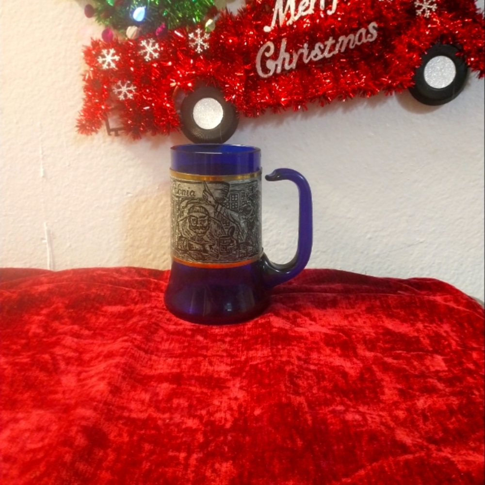 Vintage Bohemian Cobalt Blue Beer Mug
